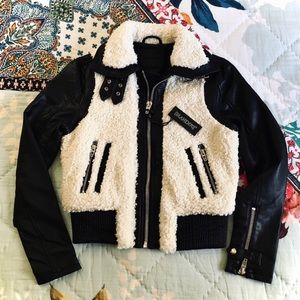 BlankNYC Faux Shearling/Faux Leather Moto Jacket